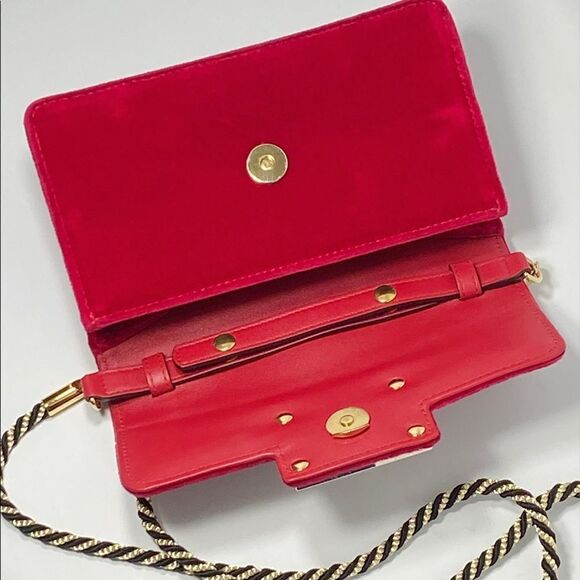 Gucci red Broadway velvet crystal G shoulder bag - Picture 15 of 16